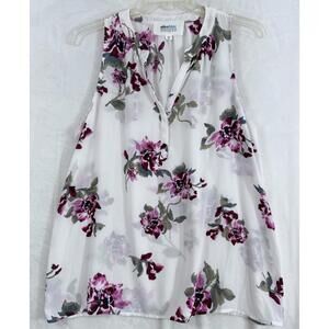 Alice Blue Top 2X Sleeveless Blouse Floral Print White Pink Womens Plus Size Top